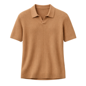 Polo en maille ondulée pour homme, manches courtes, coton premium texturé, coupe ajustée, décontracté et élégant, idéal pour l'été, vente en gros - Product Image 1