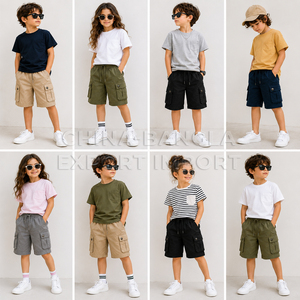 Shorts cargo pour enfants fabriqués au Bangladesh, en coton sergé de qualité supérieure, avec ceinture élastique, pantalons courts pour garçons, stock de liquidation d'usine, ensembles - Product Image 4