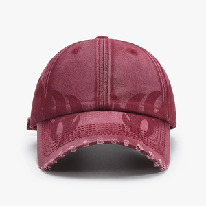 Casquette de baseball unisexe en coton lavé, 6 panneaux, réglable, style vintage, couleur unie, bordure déchirée, décontractée, pour adultes - Product Image 2