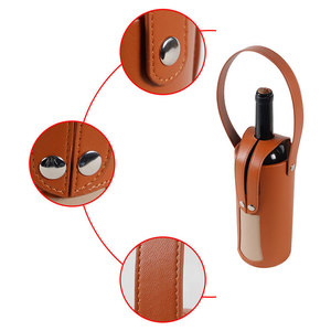 Brown Leather Wine <b>Bottle</b> <b>Carrier</b> With Handle For Adults - Product Image 5