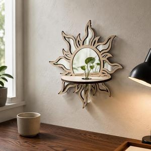 Round Ceramic Transparent Glaze Wall Vase Modern Floral Decor <b>Hanging</b> Plant Holder <b>Mirror</b> Accent for Living Room Bedroom - Product Image 1