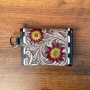 กระเป๋าใส่เหรียญแฟชั่นสำหรับผู้หญิงใหม่แบบถือน่ารักพร้อมพวงกุญแจหนังหนังวัวแท้ลายดอกไม้กระเป๋าเงิน2024 - Product Image 2