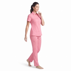 Blusa Médica Profesional para Mujer, Manga Corta, Cierre de Botones, Chaqueta de Enfermera con Bolsillos, Transpirable, Ropa de Trabajo para Hospital - Product Image 3