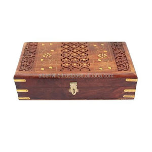 Boîte à bijoux en bois MDF de style traditionnel, artisanat décoratif, rangement, article cadeau, organisateur de bijoux durable avec plusieurs compartiments - Product Image 4