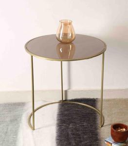Modern Brass Side <b>Table</b> Set With Tempered Glass Top For Living Room Furniture - Product Image 3