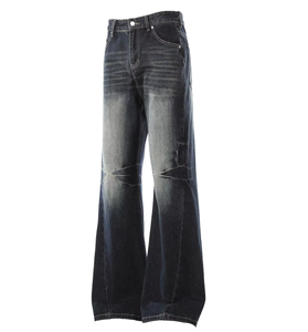 Jeans en denim pour hommes, en coton, de haute qualité, délavé effet usé, coupe skinny, bootcut, évasée, style streetwear, avec logo personnalisé, vente en gros - Product Image 3