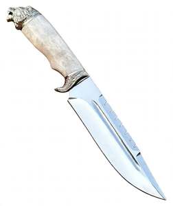 Handcrafted Mirror-Polished Stainless Steel Fixed Blade <b>Knife</b> with Contoured <b>Bone</b> <b>Handle</b> OEM Industrial Executive Display Piece - Product Image 4