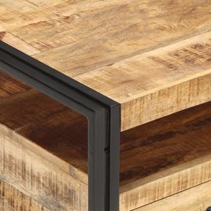 Tavolino da Caffè in Legno di Mango Grezzo Marrone e Nero con Struttura in Acciaio - Product Image 5