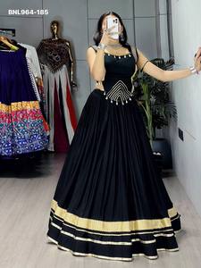 Lehenga de rayón y algodón de primera calidad con borde Gota Patti y vuelo completo - Proveedor de blusas estilo corsé y con trabajo Kodi de Surat - Product Image 6