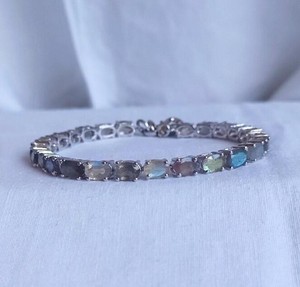 Natural Labradorite Stone <b>Bracelet</b> for Her in Sterling Silver White Gold Plated Elegant <b>Gemstone</b> <b>Bracelet</b> Handmade Jewelry Gift - Product Image 2