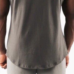 High Quality Men's Sporty <b>Singlet</b> 100% Cotton Knitted ODM Custom Quick Dry Gym Tanktop 180g for Bodybuilding Training - Product Image 6