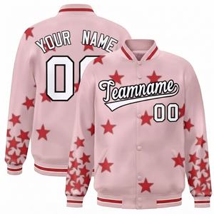 Premium Quality Lite Pink Personalized Windproof Varsity <b>Jacket</b> Team Wholesale Polyester/Cotton Wool/Polyester Shell Stand - Product Image 1