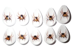 Spiny <b>Spider</b> Real Specimen <b>Plastic</b> Cabochon Pear Shape Cut Top 33x22 mm White Flat Bottom for Crafts and Jewelry Making - Product Image 6