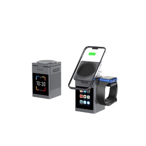 Station de charge sans fil multifonction rapide avec écran tactile, haut-parleur Bluetooth, réveil pour smartphone, montre et écouteurs - Product Image 1