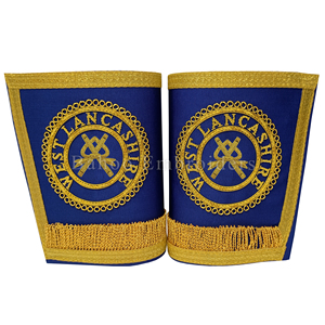 Manchette de Grand Maître Maçonnique pour Loge Bleue, violette avec broderie à la main en fil de soie, insignes - Product Image 1