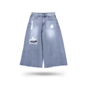 High <b>Elastic</b> High Quality Breathable Summer A-Line Casual Women's High-Waisted Loose Fit Denim Shorts Plus Size Baggy Curly Edge - Product Image 3