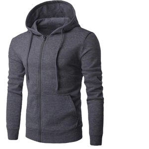 Sweat à capuche pour homme de haute qualité, en molleton uni avec col en cuir, 100% coton, saison hivernale, vente en gros - Product Image 5