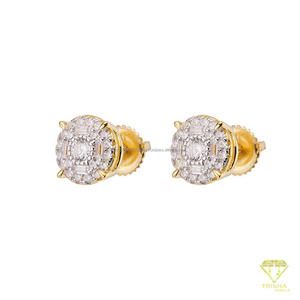 Boucles d'oreilles clous rondes en argent sterling 925 avec diamant Moissanite, design géométrique en pierre, bijoux abordables pour les détaillants en gros - Product Image 4
