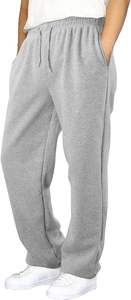Pantalon de jogging pour homme en coton, respirant, coupe large, taille élastique, uni, décontracté - Product Image 3
