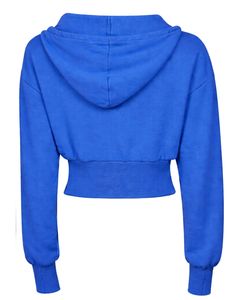 Sudadera con capucha corta azul real para mujer, personalizada por el fabricante, con cremallera, corte ajustado, manga larga, estilo casual urbano, de algodón y forro polar. - Product Image 2