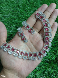 Classic American Diamond Bridal Jewelry Set Two-Piece <b>Necklace</b> <b>and</b> <b>Earrings</b> for Wedding Fashionable Classic Style - Product Image 2