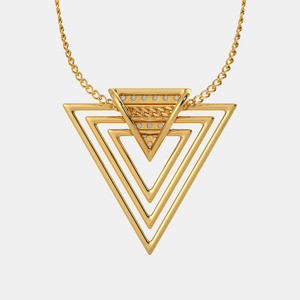Collier pendentif triangle superposé en or jaune avec diamant de laboratoire - Product Image 3