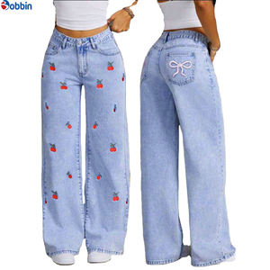 Pantalon baggy taille élastique pour femme, nouvelle collection été, coupe ample amincissante, jambes larges, longueur au sol, en jean - Product Image 6