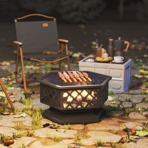 Braciere Moderno Quadrato a Gas Propano con Piano in Acciaio Corten e Vetro per Riscaldatori da Patio e Arredamento da Esterno - Product Image 2