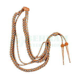 Aiguillette de luxe tressée métallique avec embouts métalliques, bicolore or et rouge, personnalisable, accessoires pour uniformes, sur demande OEM - Product Image 4