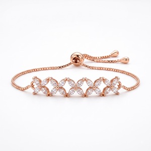 Radiant Natural Round Diamond Cluster <b>Bracelet</b> Unisex 14K Gold Plated IGI Certified Luxury Bridal Wear G Color - Product Image 2