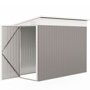 Casetta da Giardino in Metallo Grigio Chiaro 4FT X 7.7FT con Porta Lucchettabile e Prese d'Aria per Deposito Bici, Cortile, Patio, Prato - Product Image 1