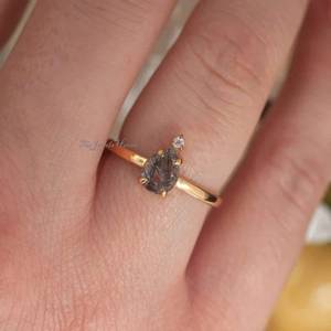 Natural Black Rutile <b>Ring</b> Pear Drop <b>Ring</b> 14K 925 Sterling <b>Silver</b> <b>Ring</b> Engagement <b>Ring</b> <b>Solitaire</b> <b>Ring</b> Promise <b>Ring</b> Women Gift - Product Image 3