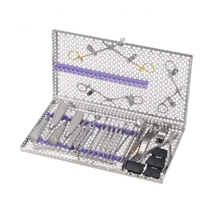 Ensemble d'instruments chirurgicaux dentaires en acier inoxydable, kit d'outils manuels couleur argent, certifié CE, poignée moletée, classe I - Product Image 5