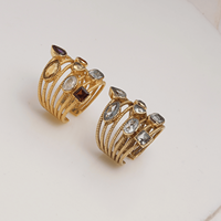 Bagues en laiton faites à la main avec topaze bleue et pierres multicolores, bijoux de créateur classiques et imposants, cadeau pour femme