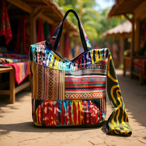 กระเป๋าผ้าฝ้ายทรงโฮโบสำหรับผู้หญิง - Product Image 3