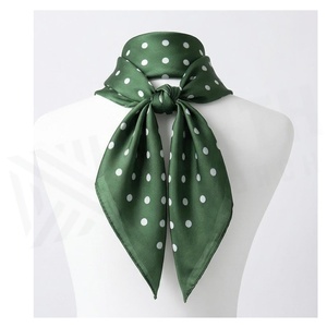 Women's <b>Green</b> Polka Dot <b>Silk</b> Square Scarf Elegant Multi-Functional Fashion Accessory All Seasons - Product Image 2