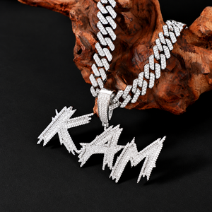 Mens Moissanite 925 Silver Custom Lightning Name Pendant Cuban Chain Necklace Iced Out Gothic Letter Statement Jewellery - Product Image 2