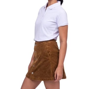Womens <b>White</b> Cotton <b>Polo</b> Shirt Short Sleeve Solid Color Preppy Style Regular Fit Oxford Fabric Fit OEM Wholesale - Product Image 3