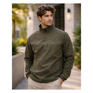 Veste coupe-vent active pour homme en nylon, fabriquée avec un tissu en nylon léger, résistante au vent et respirante, idéale pour les sports et les activités de plein air. - Product Image 1