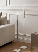 Ensemble de porte-bougies modernes en acier inoxydable avec base en marbre, grand support décoratif pour bougies pour la décoration intérieure