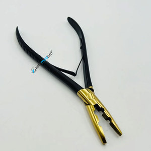 Pince à micro-perles professionnelle noire à 2 trous avec logo personnalisé OEM, pinces en acier inoxydable, outils d'extension capillaire - Product Image 1