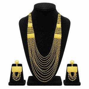 Joyería de Moda al por Mayor, Collares de Novia Árabes Chapados en Oro de 14K, 18K y 24K, Estilo Dubái, Juego de Joyería de Boda de Varias Capas - Product Image 1