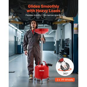 Entonnoir de vidange d'huile usagée réglable de 8 gallons, portable, pour transfert de liquides et de carburant, rouge, modèle pour ateliers de réparation automobile - Product Image 4