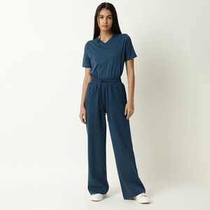 Pantalon de jogging évasé et ample pour femme en 100 % coton respirant et doux, coupe droite large, en gros, en promotion - Product Image 2