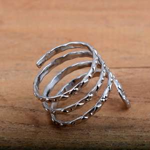 SHYAM JEWELRS Luxury Unisex 925 Sterling Silver Leaf Splint <b>Ring</b> <b>Adjustable</b> Botanical Arthritis Support Band - Product Image 3