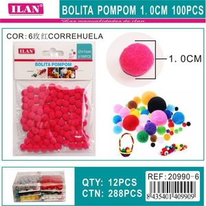 Pallina di ponpon Ilan da 1,0 cm rosa per decorazioni fai da te - Product Image 3