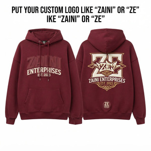 Sweat à capuche oversize en molleton de coton 400 g/m² de qualité supérieure, écoresponsable, couleur bordeaux, style streetwear, avec broderie de logo personnalisé et motif en relief - Product Image 1