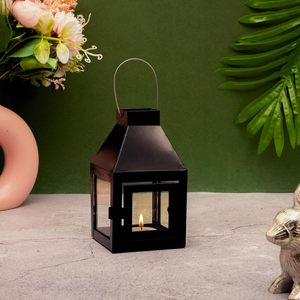 Lanterne en métal noir, porte-bougie suspendu, porte-candele, éclairage décoratif intérieur et extérieur, vente en gros, export. - Product Image 4