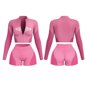 Conjunto Deportivo de Mujer con Estampado de Leopardo, Top Corto con Cierre y Manga Corta, Pantalones Cortos de Cintura Alta con Diadema, Ropa Deportiva de Verano 2026 - Product Image 5