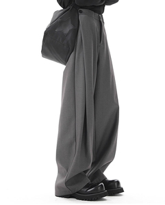 Pantalon de costume large pour homme, coupe décontractée, en polyester et coton de haute qualité, avec logo personnalisé, noir, printemps-automne, style décontracté chic - Product Image 3